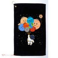 Funny Solar System Astronaut Holding Planet Balloons Pluto Golf Towel thumb 0