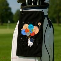 Funny Solar System Astronaut Holding Planet Balloons Pluto Golf Towel thumb 2