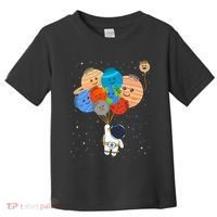 Funny Solar System Astronaut Holding Planet Balloons Pluto Toddler T-Shirt thumb 0