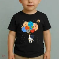 Funny Solar System Astronaut Holding Planet Balloons Pluto Toddler T-Shirt thumb 2