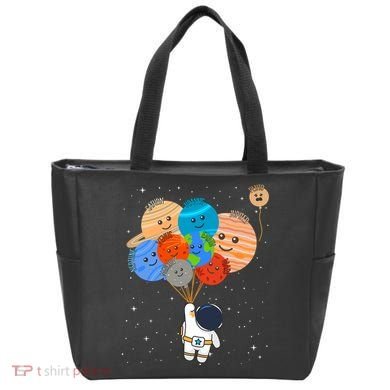 Funny Solar System Astronaut Holding Planet Balloons Pluto Tote Bag
