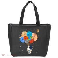 Funny Solar System Astronaut Holding Planet Balloons Pluto Tote Bag thumb 0