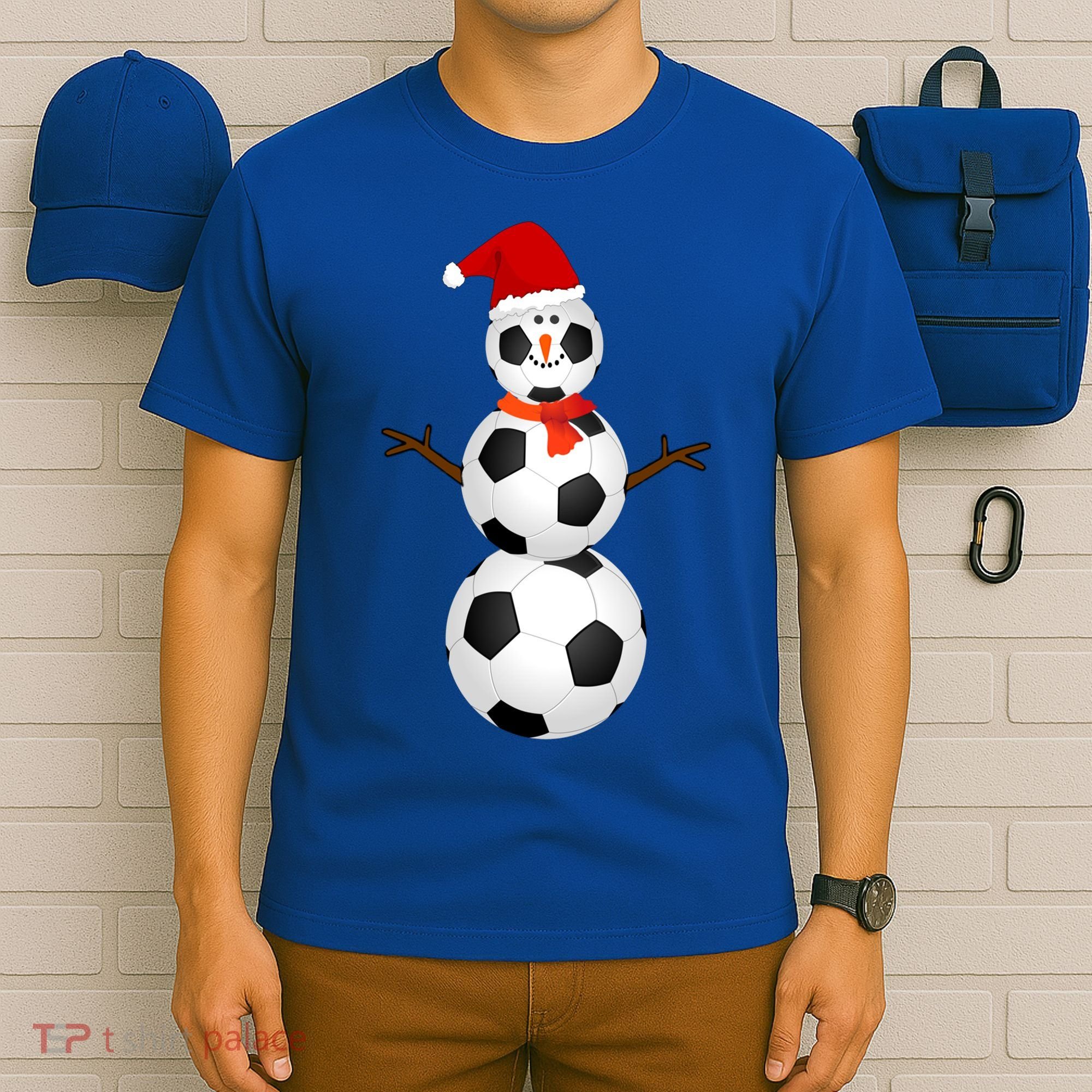 Funny Soccer Snow Christmas Xmas Soccer Lovers For Boys Funny Gift T-Shirt