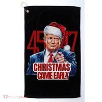 Funny Santa Trump Christmas Came Early 47th President Xmas Golf Towel thumb 0