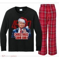 Funny Santa Trump Christmas Came Early 47th President Xmas Kids Long Sleeve Plaid Pajama Set thumb 0