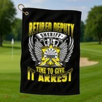Funny Sheriff T Retired Deputy Sheriff Golf Towel thumb 1