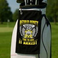 Funny Sheriff T Retired Deputy Sheriff Golf Towel thumb 2