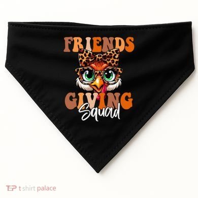 Friends Squad Thanksgiving Turkey Face Leopard USA-Made Doggie Bandana