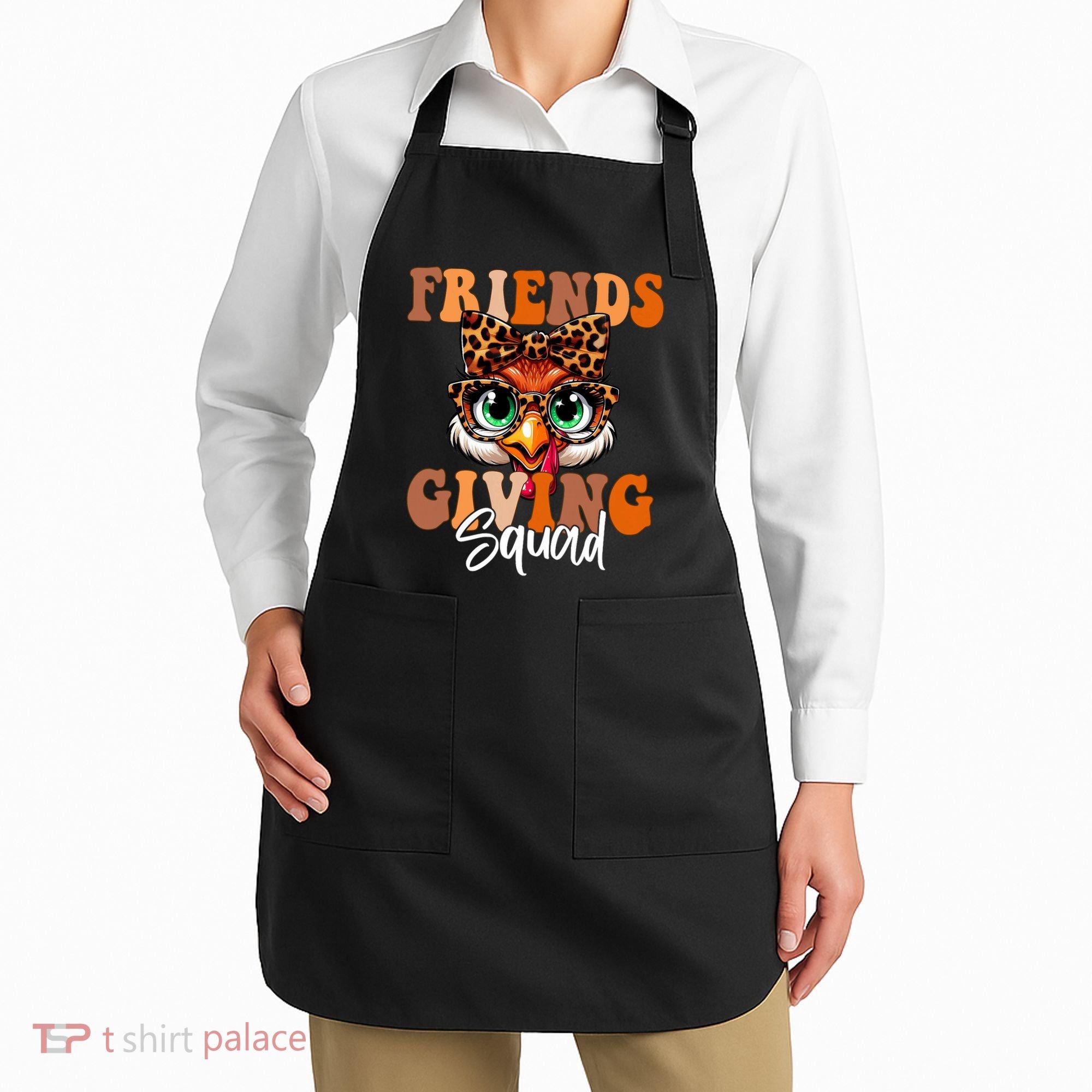 Friends Squad Thanksgiving Turkey Face Leopard Apron