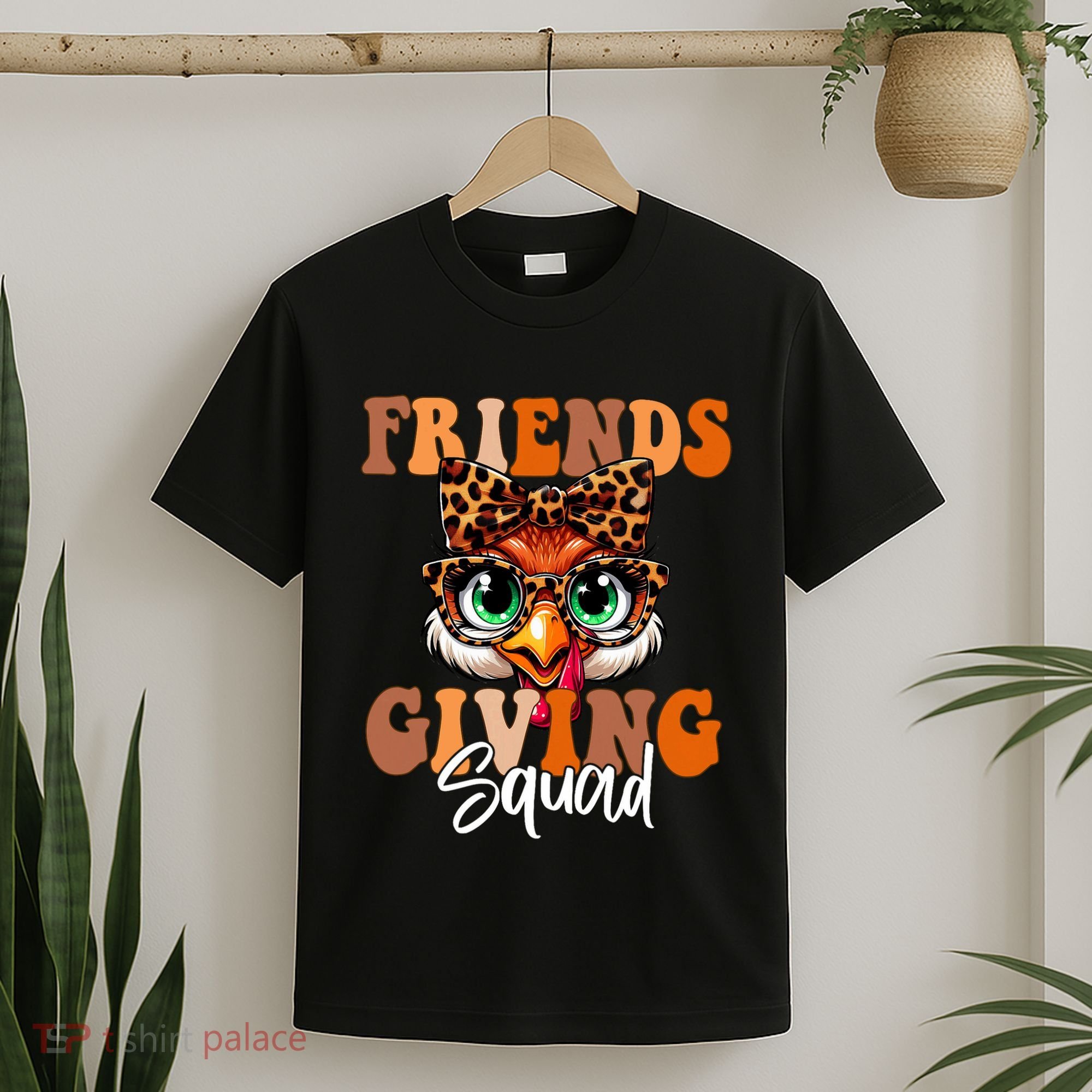 Friends Squad Thanksgiving Turkey Face Leopard T-Shirt