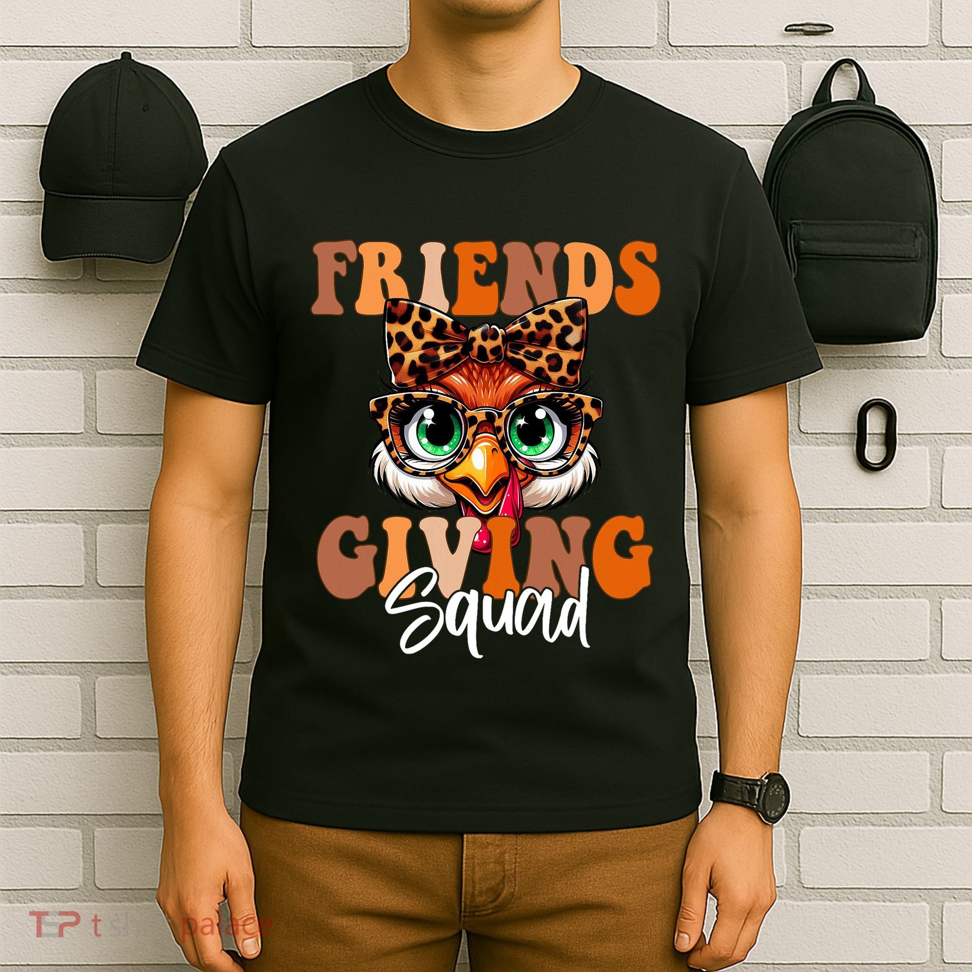 Friends Squad Thanksgiving Turkey Face Leopard T-Shirt