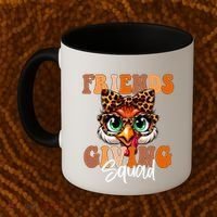 Friends Squad Thanksgiving Turkey Face Leopard Coffee Mug thumb 2