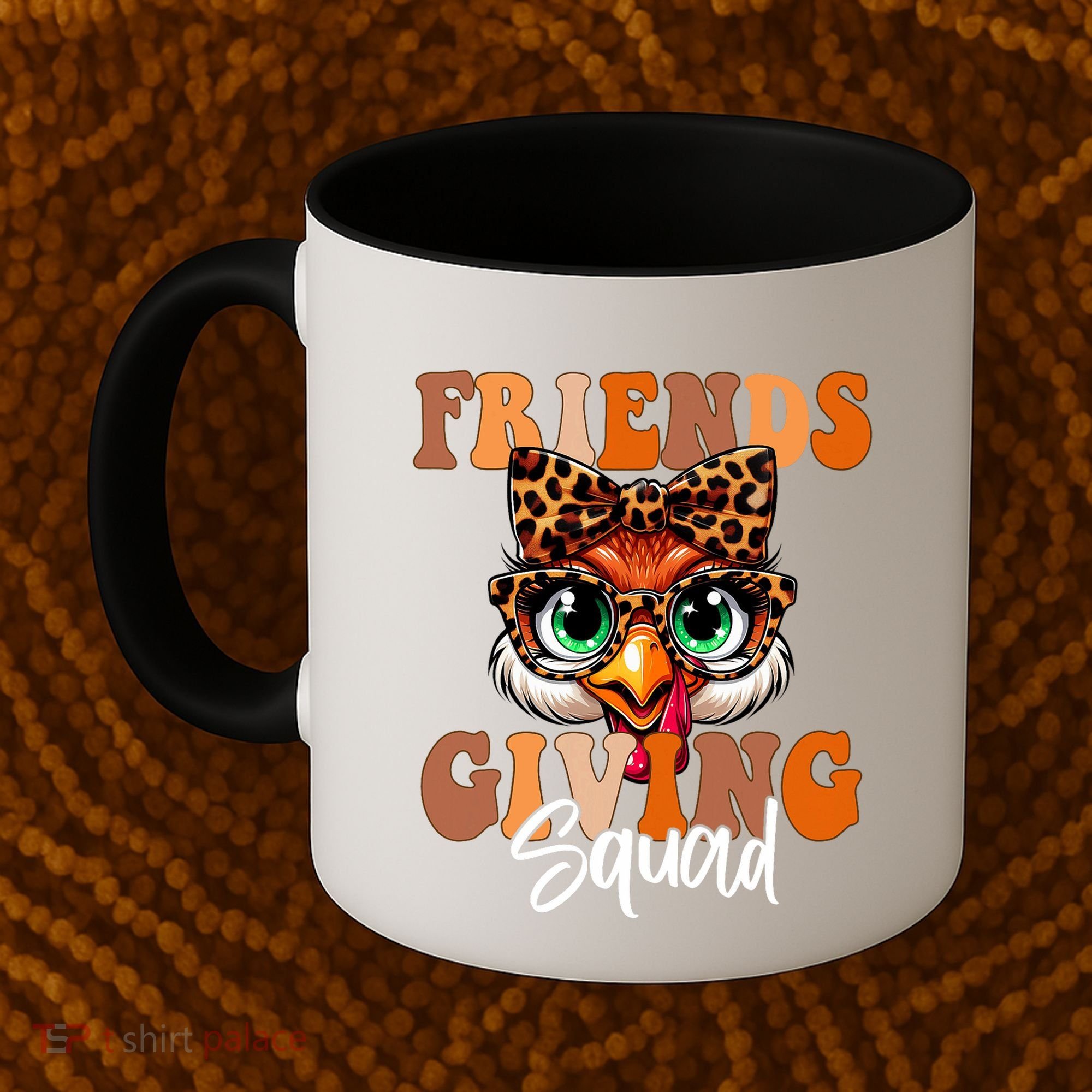 Friends Squad Thanksgiving Turkey Face Leopard Coffee Mug