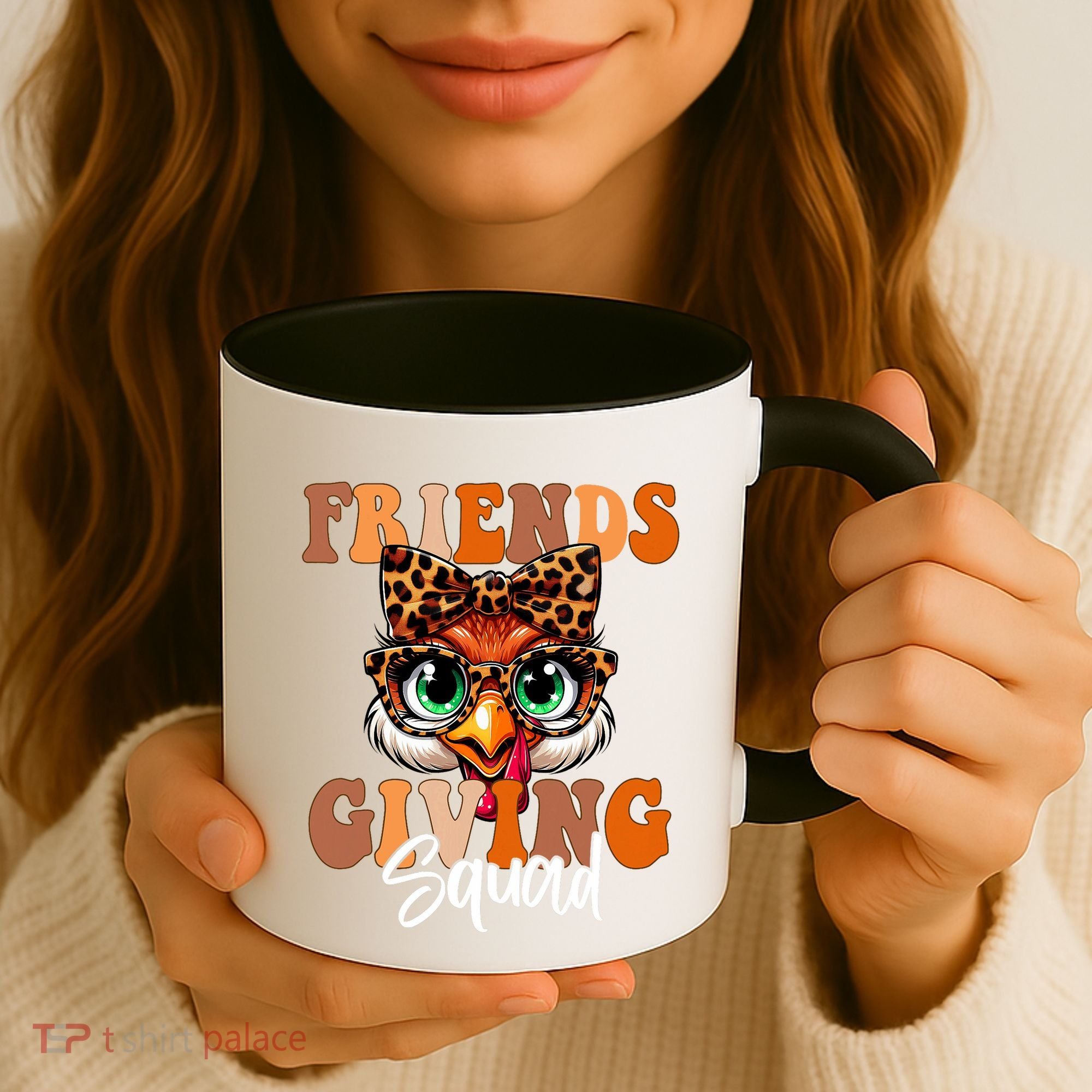 Friends Squad Thanksgiving Turkey Face Leopard Coffee Mug