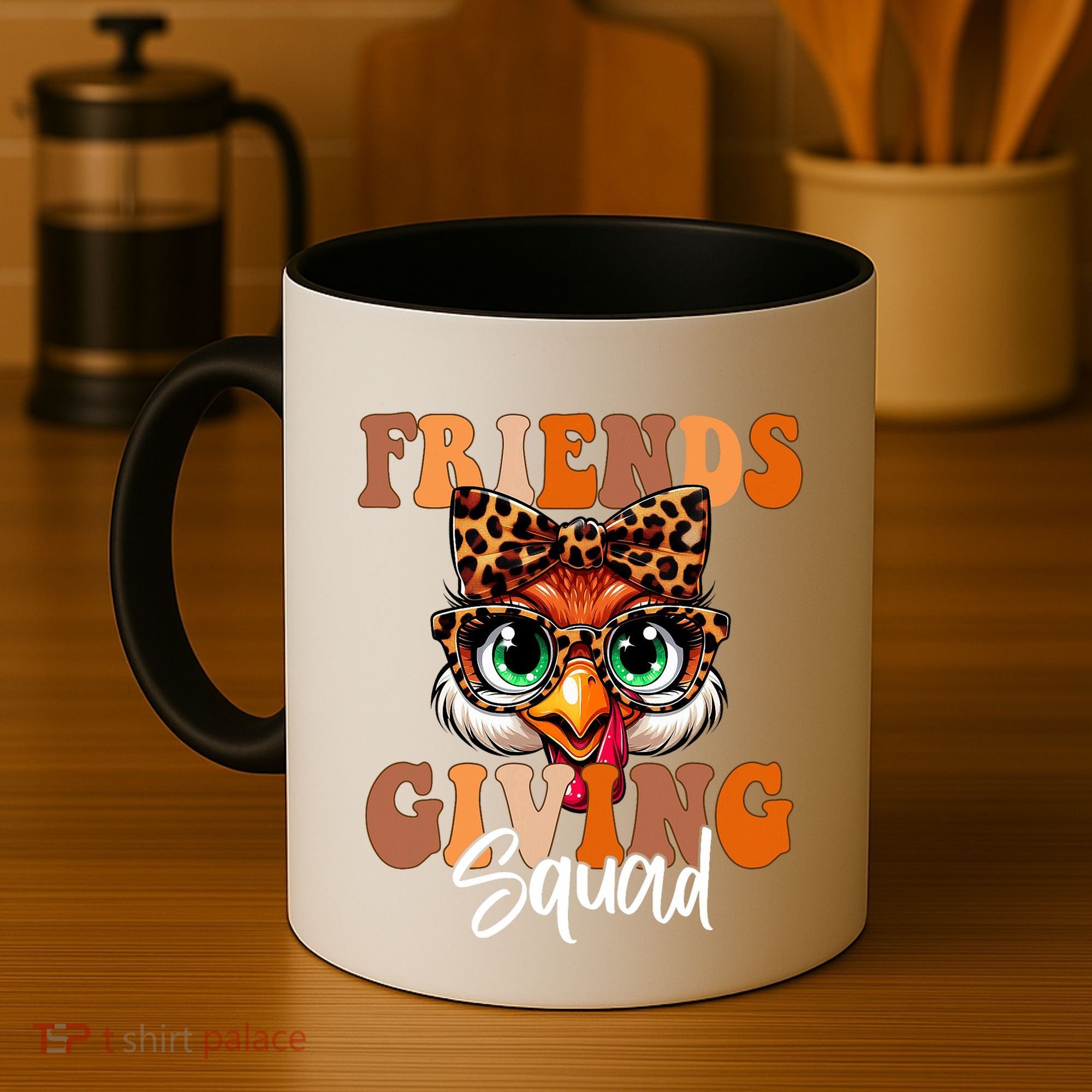 Friends Squad Thanksgiving Turkey Face Leopard Coffee Mug