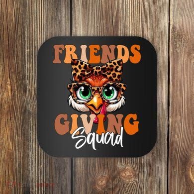 Friends Squad Thanksgiving Turkey Face Leopard Coaster