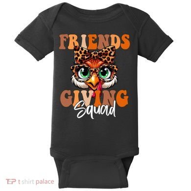 Friends Squad Thanksgiving Turkey Face Leopard Baby Bodysuit