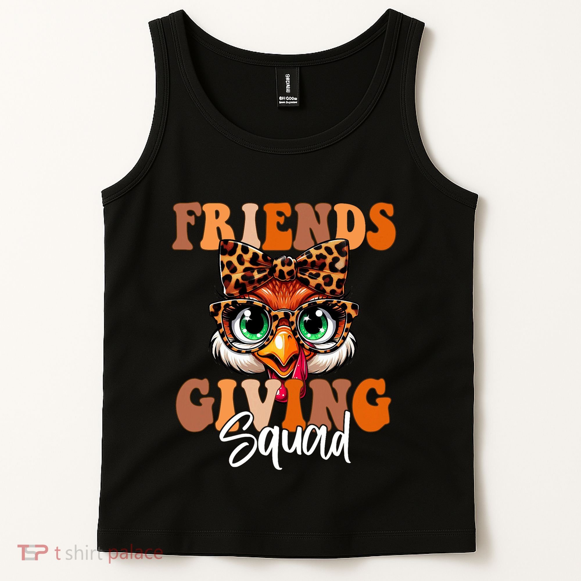 Friends Squad Thanksgiving Turkey Face Leopard Tank Top