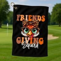 Friends Squad Thanksgiving Turkey Face Leopard Golf Towel thumb 1