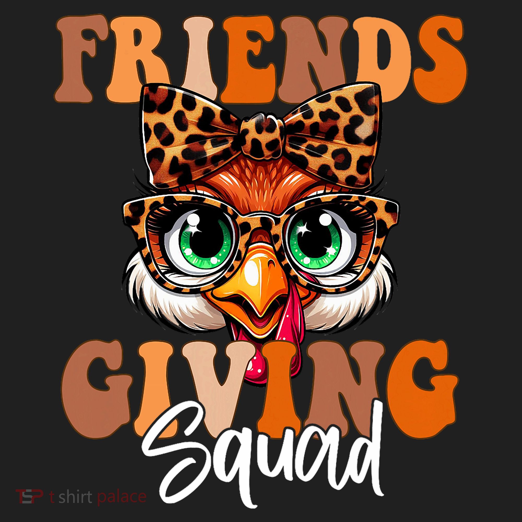 Friends Squad Thanksgiving Turkey Face Leopard Golf Towel