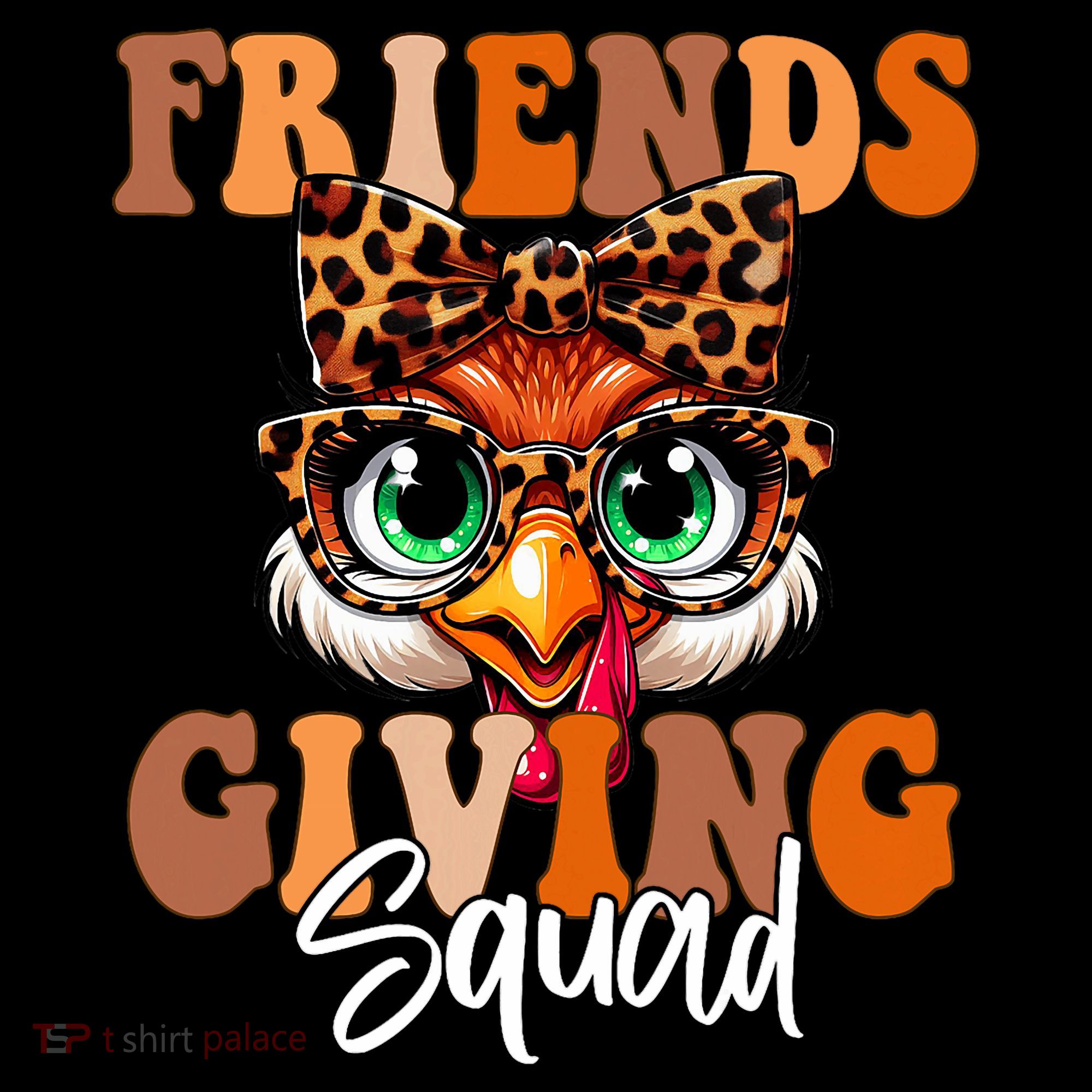 Friends Squad Thanksgiving Turkey Face Leopard Toddler T-Shirt