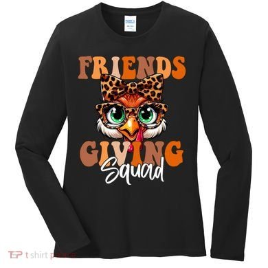 Friends Squad Thanksgiving Turkey Face Leopard Women's Long Sleeve Shirt