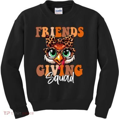 Friends Squad Thanksgiving Turkey Face Leopard Kids Sweatshirt