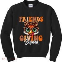 Friends Squad Thanksgiving Turkey Face Leopard Kids Sweatshirt thumb 0