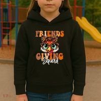 Friends Squad Thanksgiving Turkey Face Leopard Kids Hoodie thumb 3