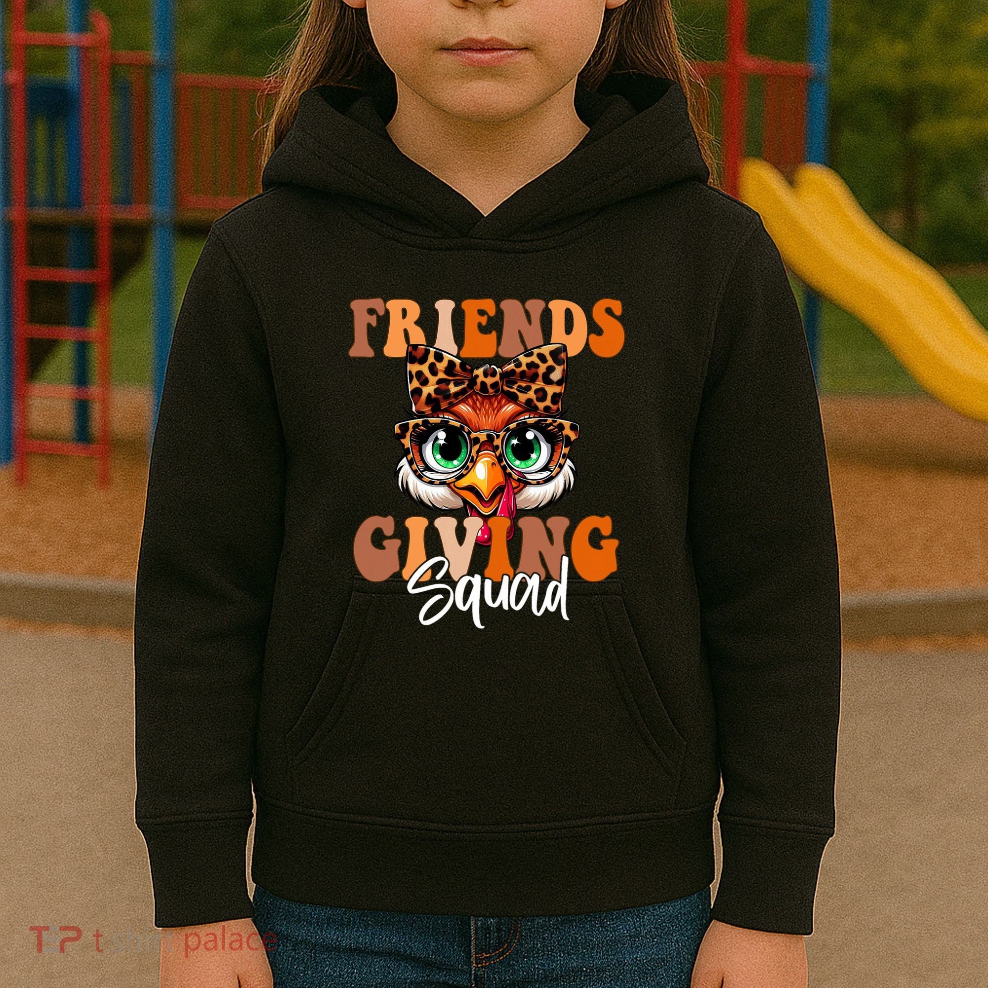 Friends Squad Thanksgiving Turkey Face Leopard Kids Hoodie