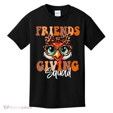 Friends Squad Thanksgiving Turkey Face Leopard Kids T-Shirt