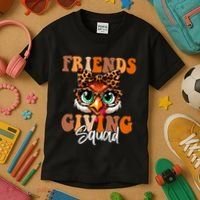 Friends Squad Thanksgiving Turkey Face Leopard Kids T-Shirt thumb 3