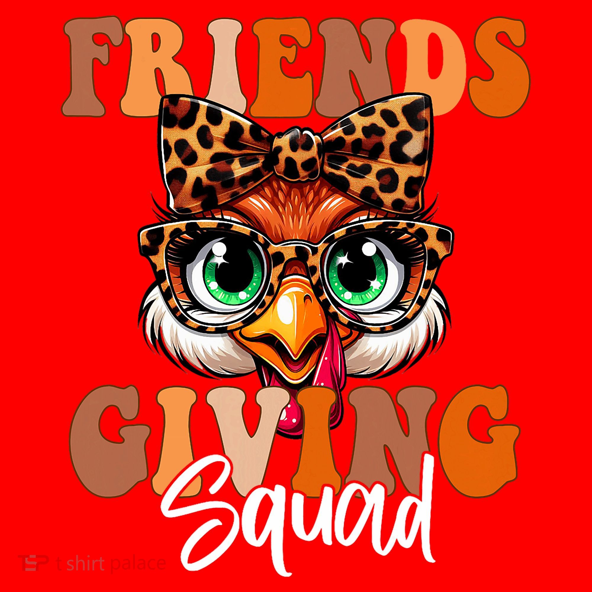 Friends Squad Thanksgiving Turkey Face Leopard Santa Hat