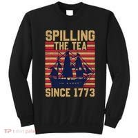 Fun Spilling The Tea Since 1773 Teaching History Patriotic Sweatshirt thumb 0