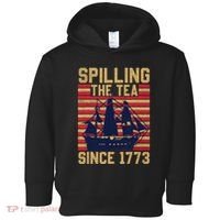 Fun Spilling The Tea Since 1773 Teaching History Patriotic Toddler Hoodie thumb 0