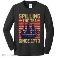 Fun Spilling The Tea Since 1773 Teaching History Patriotic Kids Long Sleeve Shirt thumb 0