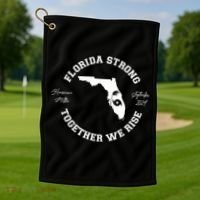 Florida Strong Together We Rise Hurricane Milton September 2024 Golf Towel thumb 1