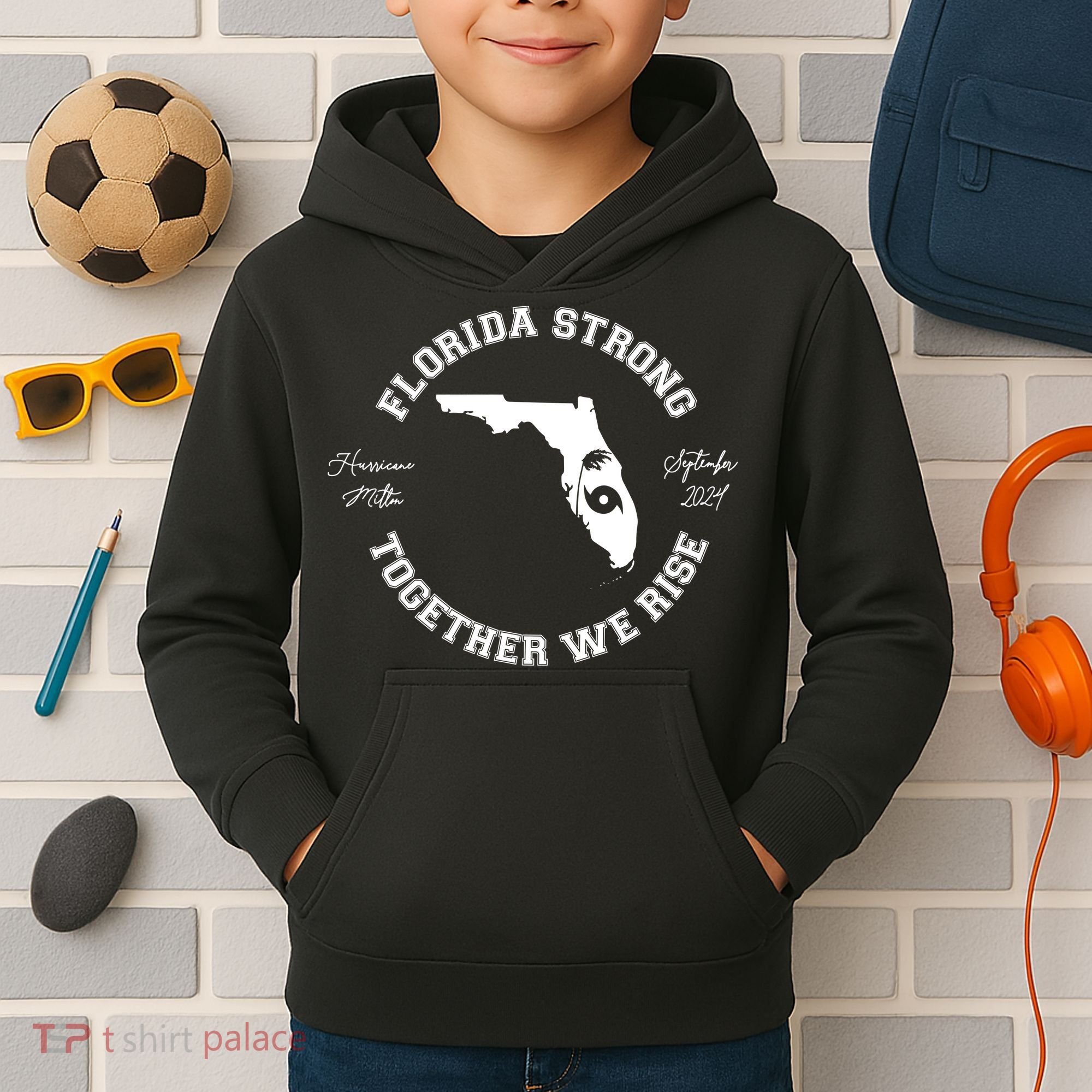 Florida Strong Together We Rise Hurricane Milton September 2024 Kids Hoodie