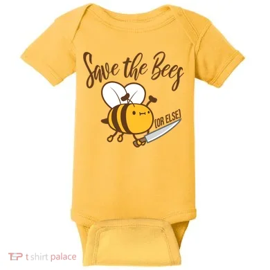 Funny Save The Bees Or Else Baby Bodysuit