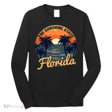 Florida Sunset Throwback Design Long Sleeve Shirt