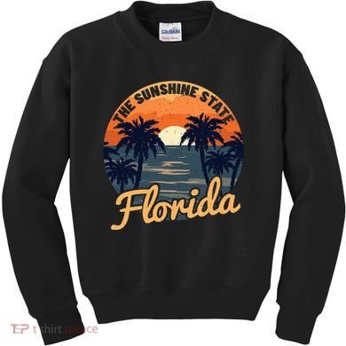 Florida Sunset Throwback Design Kids Sweatshirt