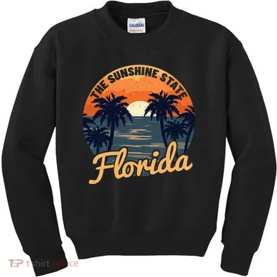 Florida Sunset Throwback Design Kids Sweatshirt