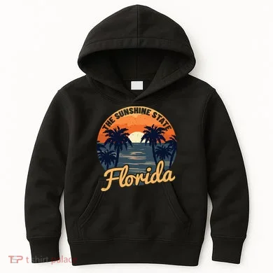 Florida Sunset Throwback Design Kids Hoodie