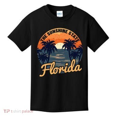 Florida Sunset Throwback Design Kids T-Shirt