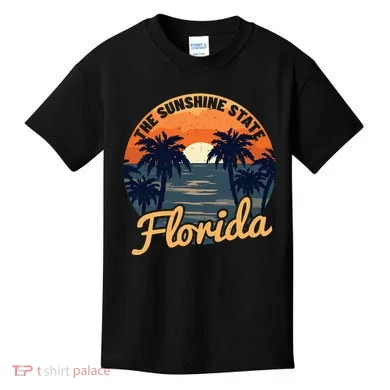 Florida Sunset Throwback Design Kids T-Shirt