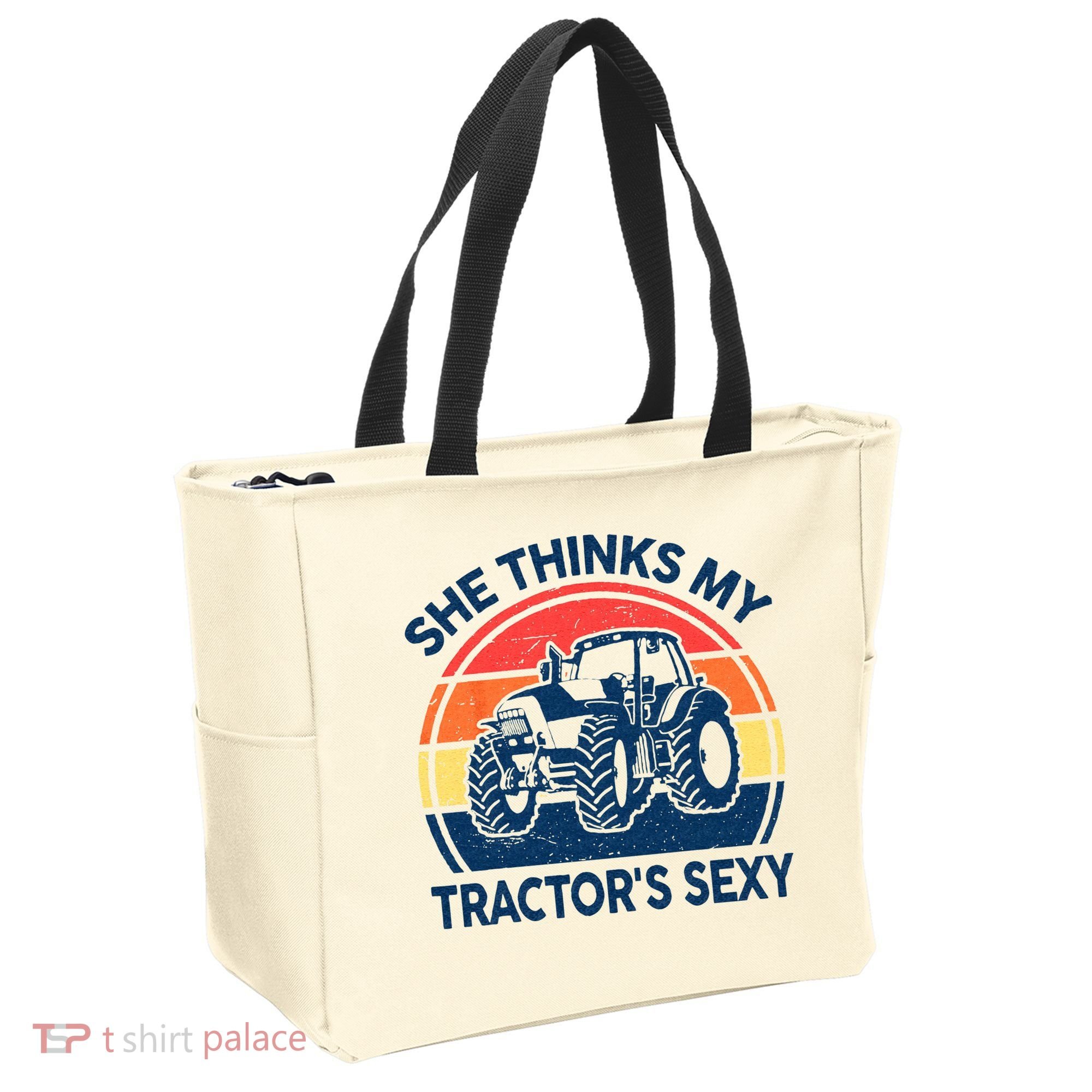 Farm She Thinks My Tractors Sexy Men Gift Funny Farmer Tote Bag