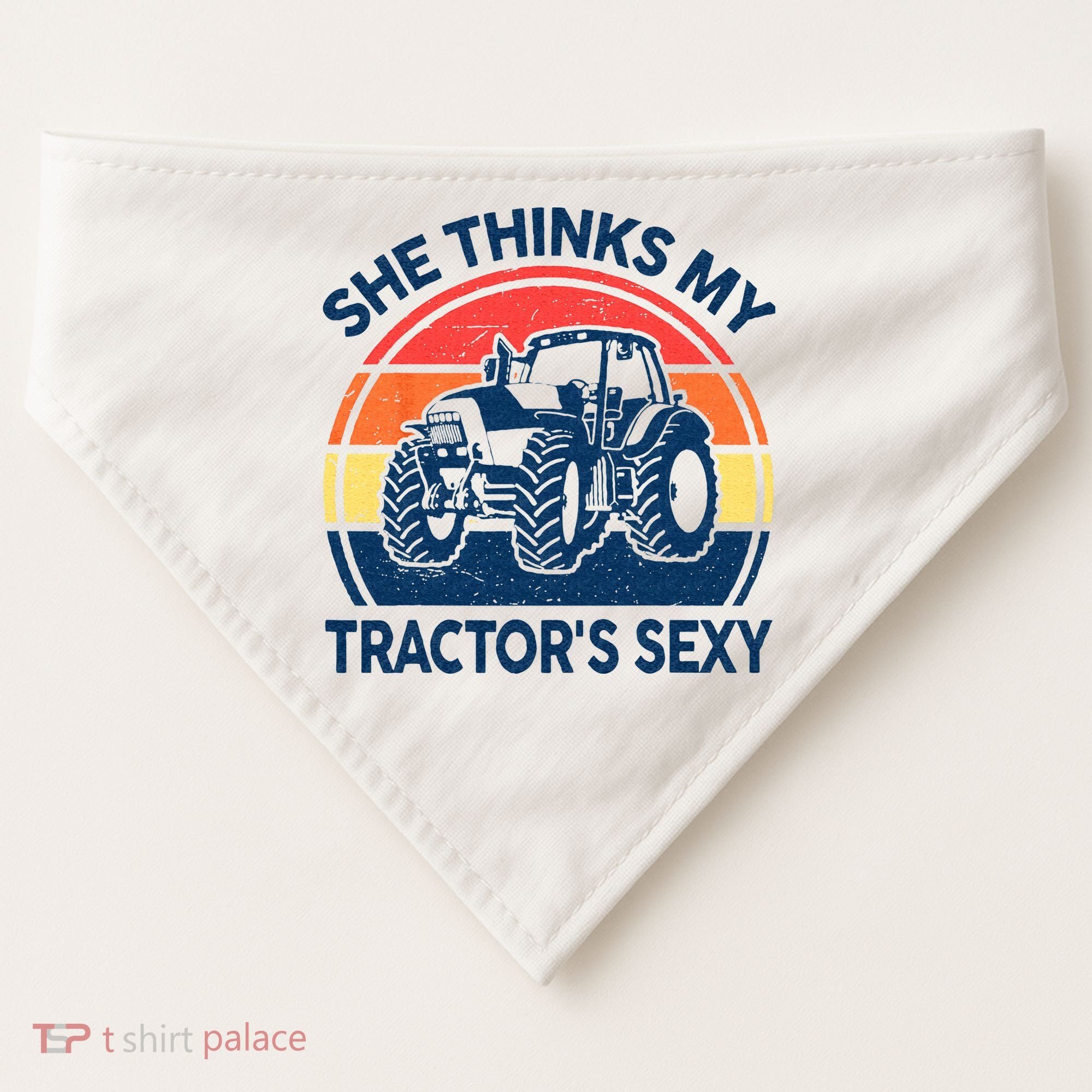 Farm She Thinks My Tractors Sexy Men Gift Funny Farmer USA-Made Doggie Bandana