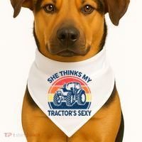 Farm She Thinks My Tractors Sexy Men Gift Funny Farmer USA-Made Doggie Bandana thumb 1