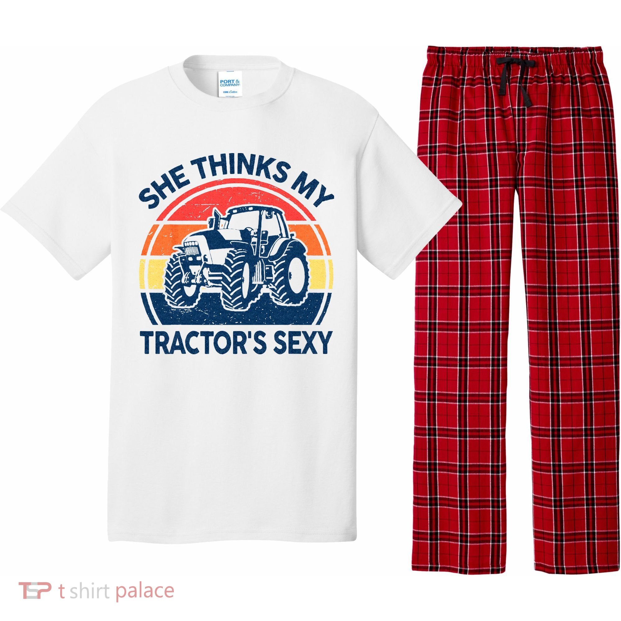 Farm She Thinks My Tractors Sexy Men Gift Funny Farmer Pajama Set