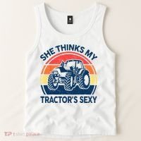 Farm She Thinks My Tractors Sexy Men Gift Funny Farmer Tank Top thumb 2